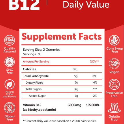 Lunakai Vitamin B12 + D3 Gummies Bundle – 3000 mcg B12, 1000 IU D3 | Gluten Free, Non-GMO