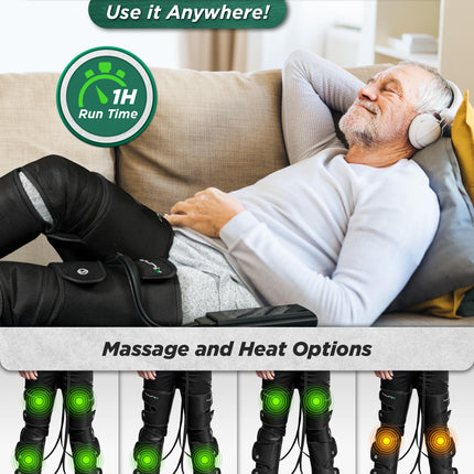Lunix LX10 Full Leg Massager with Heat & Air Compression – Charcoal Black
