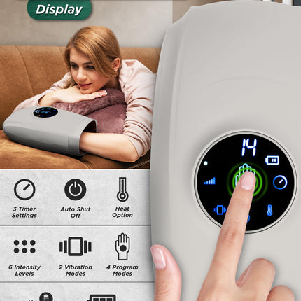 Lunix LX7 Hand Massager – LCD Touchscreen, Heated Air Compression, Cordless