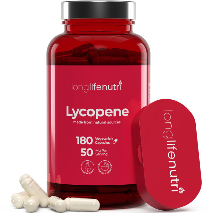 Lycopene 50mg 180 Vegetarian Capsules - Non-GMO Tomato Extract | LongLifeNutri