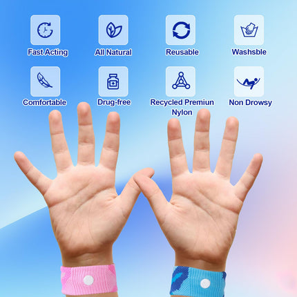 LYJEE Motion Sickness Bands for Kids – Travel Sickness Relief Wristbands