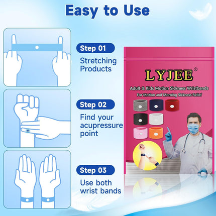 LYJEE Motion Sickness Bracelets – Nausea Relief for Adults & Kids