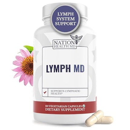 NATION HEALTH MD Lymph MD – Lymphatic Drainage Supplement with Bromelain, Echinacea, Burdock, Dandelion & More | 60 Capsules