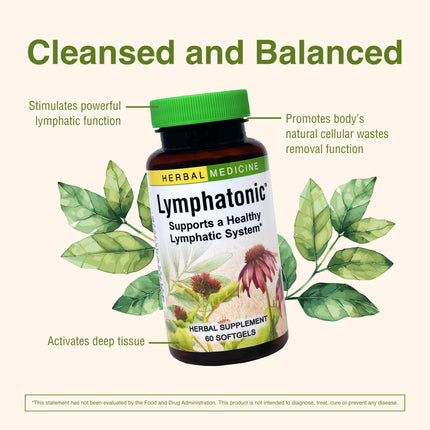 Herbs Etc. Lymphatonic Softgels – Lymphatic System Support, Gluten-Free, 60 Softgels (2 Pack)