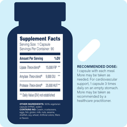 Enzyme Science Lypo Optimize – Lipase Digestive Enzyme Supplement – Vegan & Kosher – 90 Capsules