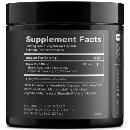 Maca Root 20:1 Extract - Black Red Yellow Maca Complex - 90 Caps