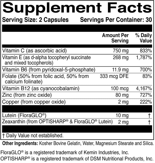 MacularProtect AREDS 2 Formula – Eye Health Vitamin & Mineral Supplement (60 Capsules) | Lutein, Zeaxanthin, B Vitamins