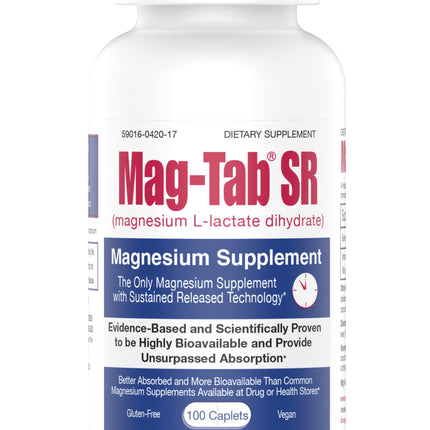 MAG-TAB SR Extended Release Magnesium Lactate – 100 Count