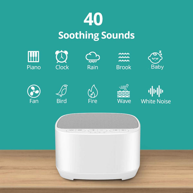 Magicteam Sleep Sound Machine – 40 Soothing Sounds, Memory Function, 32 Volume Levels, AC/USB
