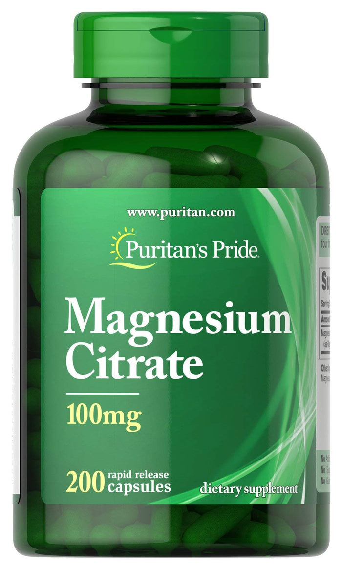 Magnesium Citrate 100 mg - 200 Count | Calm Mood | Puritan's Pride