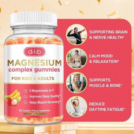 Magnesium Complex Gummies for Kids & Adults – Calm, Sleep & Mood Support, 60 Gummies