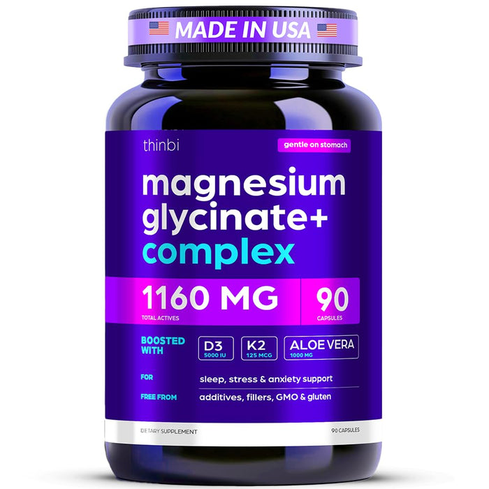 Magnesium Glycinate 1160mg + Aloe Vera, D3 & K2 Complex