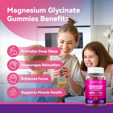Inner Brightness Magnesium Glycinate Plus Gummies – 860mg | Sugar-Free, Gluten-Free, Non-GMO (120 Count)