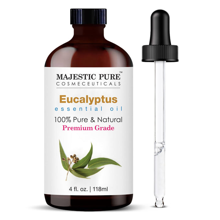Majestic Pure Eucalyptus Essential Oil – 4 oz with Glass Dropper, 100% Pure & Natural