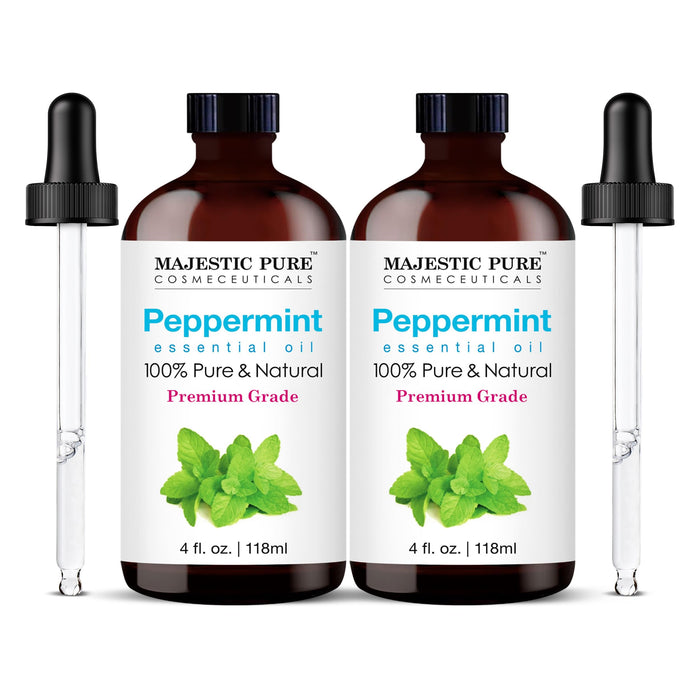 Majestic Pure Peppermint Essential Oil – 4 Fl Oz x 2, 100% Pure & Natural