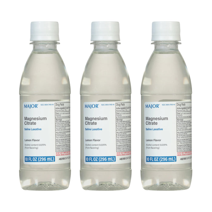 Major Magnesium Citrate Saline Laxative – Lemon Flavor, 10 fl oz (3 Pack)