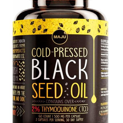 Maju Black Seed Oil Capsules – Cold Pressed Turkish Nigella Sativa, 500mg, 60 Count