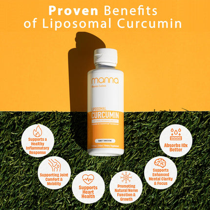 Manna Vitamins Evolved Liposomal Liquid Curcumin for Advanced Absorption – Daily Joint & Immune Health Support (3 Pack) – Vegan, Non-GMO, 95% Curcuminoids