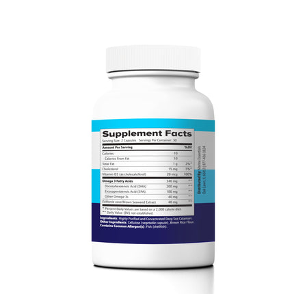 Marine D3 Omega-3 Calamari & Ecklonia Cava DHA - 60 Capsules | Marine Essentials