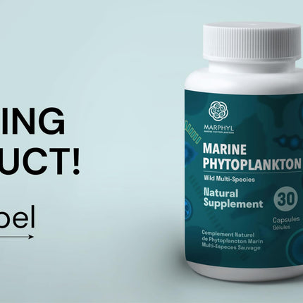 MARPHYL Marine Phytoplankton – Wild Multi-Species Supplement, 150 mg per Capsule, 30 Vegan Capsules | Vancouver Island, Canada