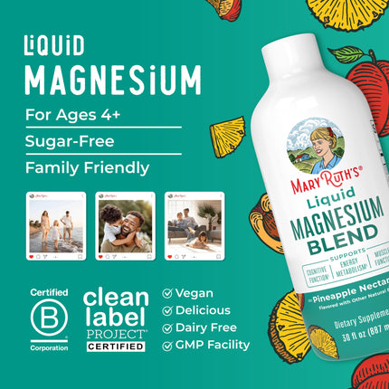 MaryRuth's Liquid Magnesium 30 oz | Ages 4+ | Cognitive & Bone Health | Vegan