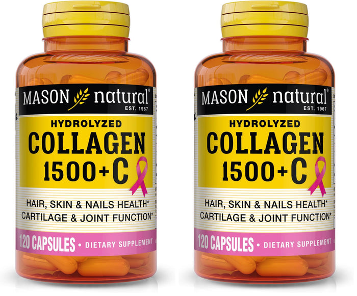 Mason Natural 1500mg Collagen with Vitamin C, Biotin & Calcium – 40 Day Supply (Pack of 2)