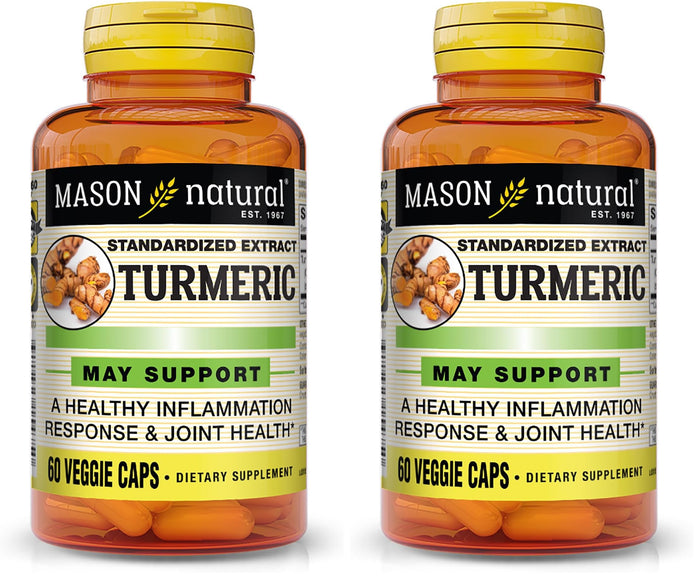 Mason Natural Turmeric 500 mg – 95% Curcuminoids, Joint Support, 60 Veggie Capsules (Pack of 2)