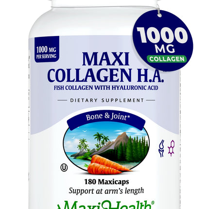 Maxi Health Marine Collagen Pills – 1000 mg Type 1 + Hyaluronic Acid (180 Maxicaps)
