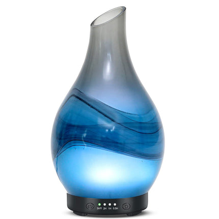 MAXWINER Essential Oil Diffuser – Handmade Art Glass, 7 Color Lights, Auto Shut-Off, 120ml
