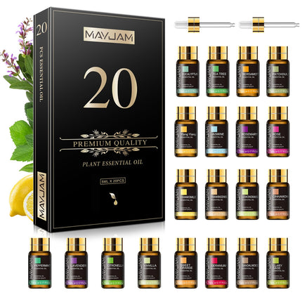 MAYJAM Essential Oil Gift Set – 20x5ml Pure Oils for Diffusers, Massage, DIY Candles & Soaps