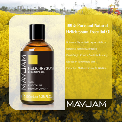 Helichrysum Essential Oil – MAYJAM, 100ml Glass Dropper for Diffusers