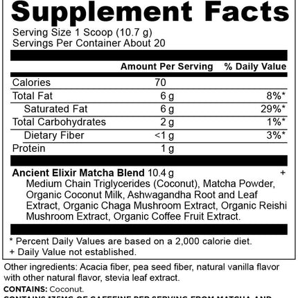 Ancient Elixirs Matcha with Ashwagandha — Superfood Matcha Energy Powder by Ancient Nutrition (20 Servings)