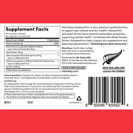 Me Today Complex Astaxanthin+ 8mg Softgels | Antioxidant Support for Skin Health & Cellular Wellness