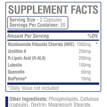 MEDIWEL N-Stac2 NAD+ Supplement – 1000mg NR + Urolithin A, 60 Capsules
