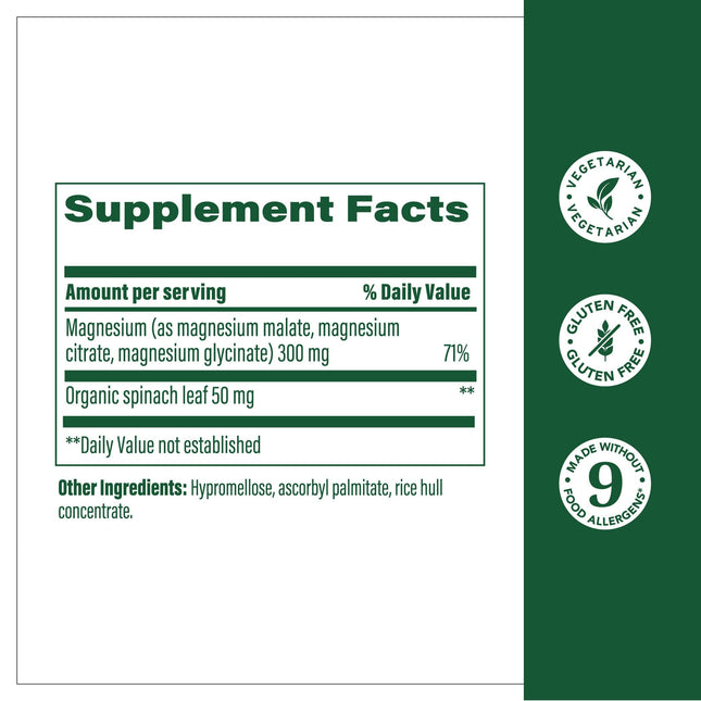 Megafood Magnesium 300 mg — Absorbable Glycinate, Citrate & Malate | 120 Capsules