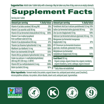 MegaFood Men 55+ Multivitamin - One Daily for Aging, Immune & Bone Support | Vegetarian | 120 Tablets