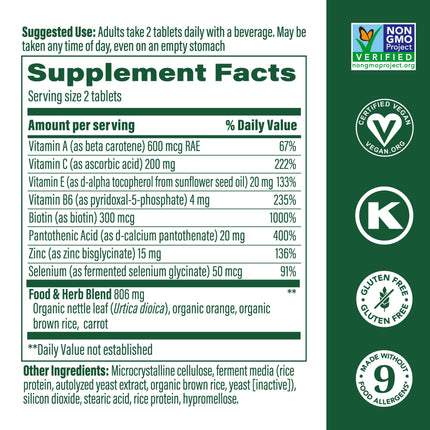 MegaFood Skin, Nails & Hair 2 – Vegan Hair, Skin & Nails Vitamins for Women & Men | 90 Tabs