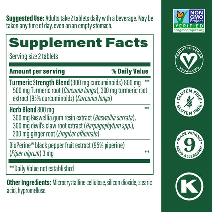 MegaFood Turmeric Curcumin - Joint Support (Vegan, Non-GMO) 60 Tablets
