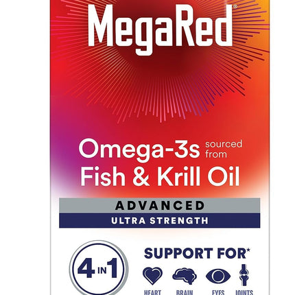 MegaRed Advanced 4in1 900mg | 120 Softgels Value Pack (2 Bottles) –Omega-3 Fish & Krill Oil