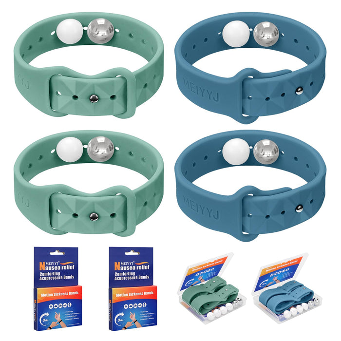 MEIYYJ Motion Sickness Bands – Sea Wristbands for Travel (Blue & Green)