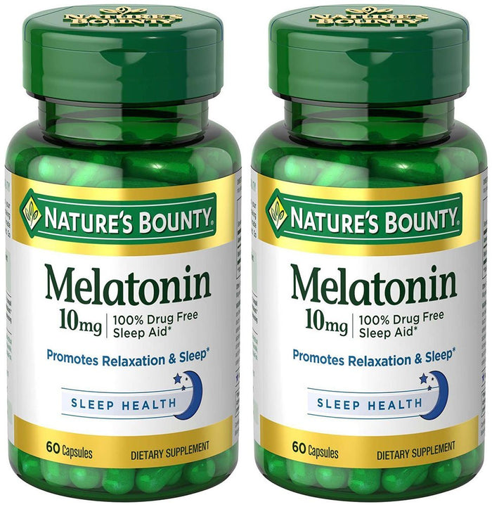 Melatonin 10 mg, 2 Bottles (60 Count) | Natures Bounty Sleep Support