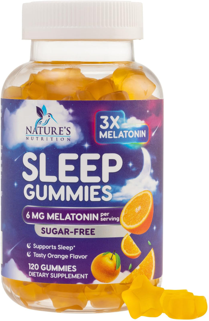 Melatonin Sleep Gummies Sugar Free - 6mg for Adults, Extra Strength (120 Count)