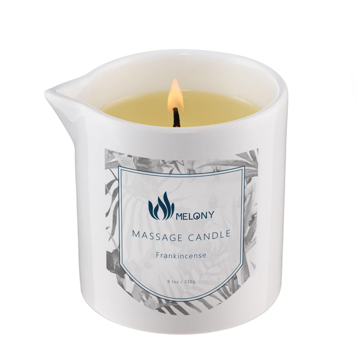 MELONY Massage Candle 8.1oz - Luxurious Body Massage for Home Spa (Frankincense)