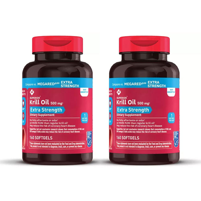 Member's Mark Extra Strength Omega-3 Krill Oil Softgels 500mg - 2 Bottles (320 softgels)
