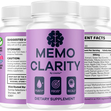 (3 Pack) Memo Clarity Capsules - Advanced Natural Supplement, 180 Capsules