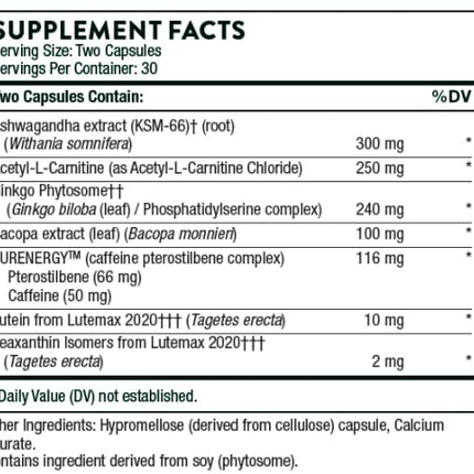 THORNE Memoractiv – Nootropic Brain Support for Focus, Creativity, and Concentration | 60 Capsules