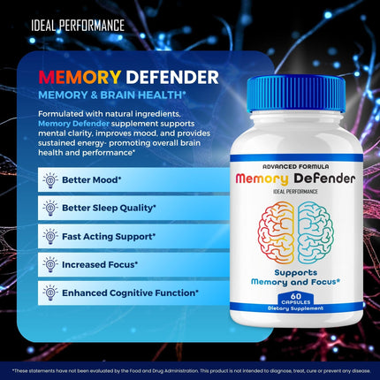 Memory Defender Capsules | MemoryDefender Brain & Memory Supplement Pills – 5 Pack