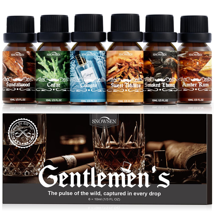 Men Diffuser Oils Gift Set | SNOWSEN Gentlemen's Essential Oils for Home Diffusers