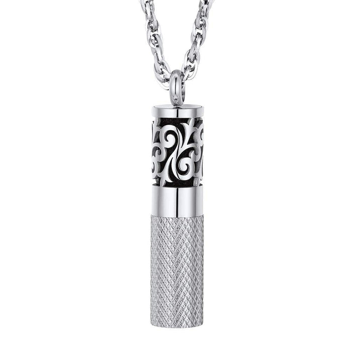 Men Perfume Locket Diffuser Necklace - Stainless Steel Pendant