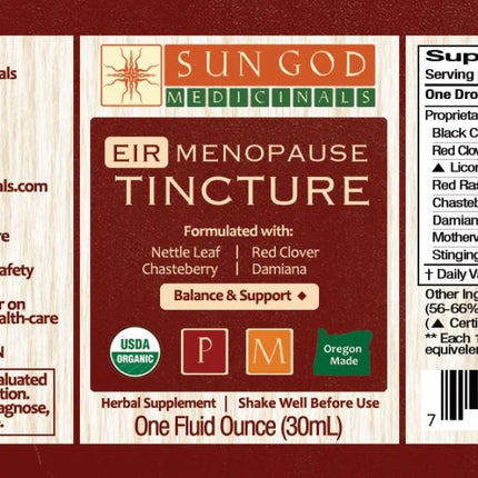 MENOPAUSE Organic Herbal Tincture - System Support & Hormonal Balance